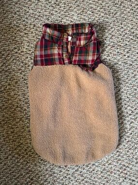 Plaid & Sherpa Pet Vest - Red Plaid with Tan Sherpa